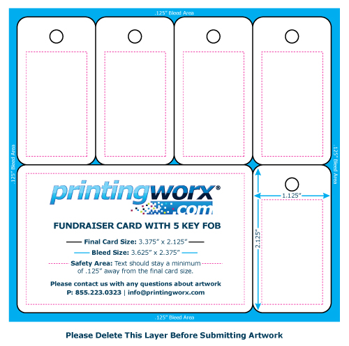 fundraising card template with 3 key fobs